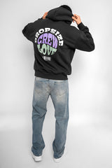 HEAVY OVERSIZE HOODIE CREW LOVE V2 WASHED BLACK