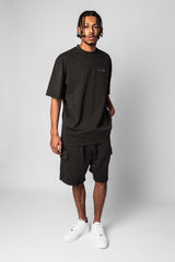 HEAVY CARGO SWEAT SHORT WASHED BLACK