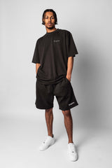 HEAVY SWEAT EMBO SHORT WASHED BLACK