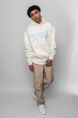 HEAVY OVERSIZE LOGO DESIGN HOODIE WASHED WHITE