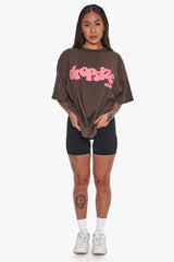 HEAVY CREW T-SHIRT CHOCOLATE/ PINK
