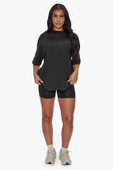 HEAVY MIDDLE HD PRINT T-SHIRT WASHED BLACK