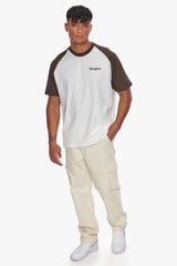 HEAVY COLOURED ARMS T-SHIRT CHOCOLATE/ CREAM