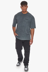 HEAVY OVERSIZE EMBO T-SHIRT WASHED GREY