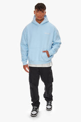 HEAVY BACKLOGO HOODIE BABY BLUE / WHITE