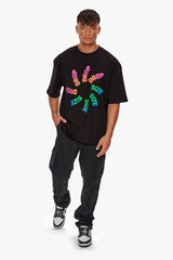 HEAVY OVERSIZE COLOUR TWIST T-SHIRT BLACK