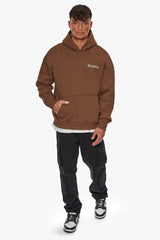 HEAVY OVERSIZE EMBO HOODIE BROWN