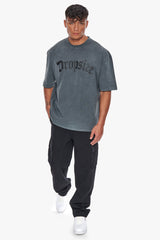 HEAVY OVERSIZE LOGO PUFFER PRINT T-SHIRT WASHED GREY