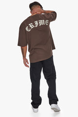 HEAVY OVERSIZE CRIME T-SHIRT CHOCOLATE BROWN