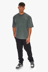 HEAVY OVERSIZE EMBO T-SHIRT WASHED GREY