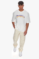 HEAVY OVERSIZE RAINBOW T-SHIRT CREAM WHITE