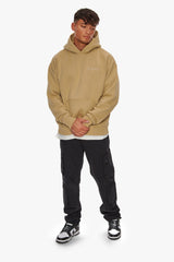 HEAVY OVERSIZE EMBO HOODIE LIGHT BROWN