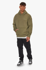 HEAVY OVERSIZE FEAR DEATH HOODIE OLIVE