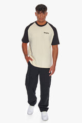 HEAVY COLOURED ARMS T-SHIRT COCONUT MILK/ BLACK