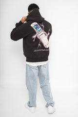 MOBILE PHONE DESIGN HOODIE WASHED BLACK