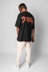 HEAVY OVERSIZE BACKPRINT DESIGN T-SHIRT WASHED BLACK