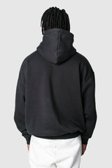 HEAVY OVERSIZE PUFFER PRINT HOODIE WASHED BLACK