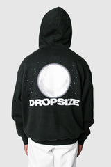 HEAVY OVERSIZE MOON DESIGN HOODIE WASHED BLACK