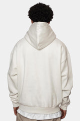 HEAVY OVERSIZE LOGO DESIGN HOODIE WASHED WHITE