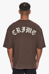 HEAVY OVERSIZE CRIME T-SHIRT CHOCOLATE BROWN