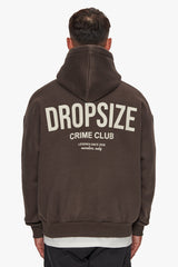 HEAVY OVERSIZE CRIME CLUB HOODIE CHOCOLATE