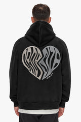 HEAVY OVERSIZE BROKEN HEART HOODIE WASHED BLACK