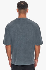 HEAVY OVERSIZE LOGO PUFFER PRINT T-SHIRT WASHED GREY