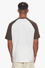 HEAVY COLOURED ARMS T-SHIRT CHOCOLATE/ CREAM