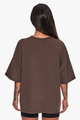 HEAVY CREW T-SHIRT CHOCOLATE/ PINK