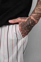 LOGO STRIPE MESH SHORT WHITE