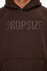 HEAVY OVERSIZE FLAT FRONT EMBO HOODIE CHOCOLATE