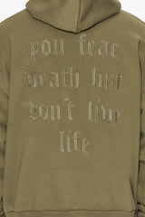 HEAVY OVERSIZE FEAR DEATH HOODIE OLIVE