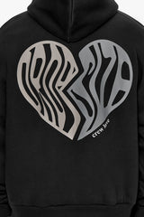 HEAVY OVERSIZE BROKEN HEART HOODIE WASHED BLACK