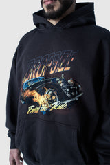 HEAVY OVERSIZE RETRO CAR HOODIE WASHED BLACK
