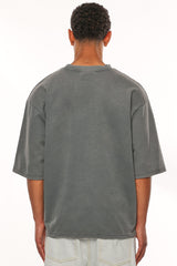 HEAVY OVERSIZE SILK EMBO T-SHIRT WASHED GREY