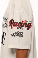 HEAVY OVERSIZE MOTORSPORT T-SHIRT CREAM
