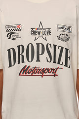 HEAVY OVERSIZE MOTORSPORT T-SHIRT CREAM