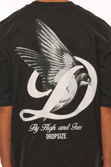 HEAVY OVERSIZE FLY HIGH T-SHIRT BLACK