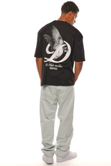 HEAVY OVERSIZE FLY HIGH T-SHIRT BLACK