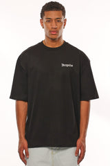 HEAVY OVERSIZE BIRD & ROSES T-SHIRT BLACK