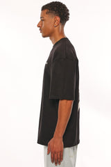 HEAVY OVERSIZE BIRD & ROSES T-SHIRT BLACK