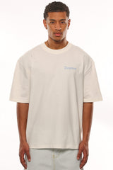 HEAVY OVERSIZE CREW LOVE T-SHIRT CREAM WHITE