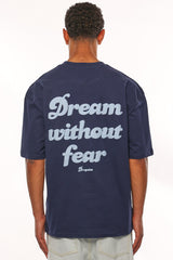 HEAVY OVERSIZE DREAM WITHOUT FEAR T-SHIRT BLACK IRIS