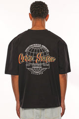 HEAVY OVERSIZE STREETWEAR CLUB T-SHIRT BLACK