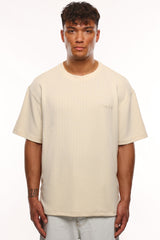 HEAVY OVERSIZE WAFFLE  T-SHIRT BEIGE