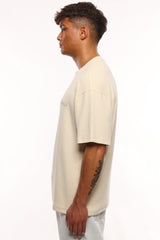 HEAVY OVERSIZE WAFFLE  T-SHIRT BEIGE