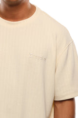 HEAVY OVERSIZE WAFFLE  T-SHIRT BEIGE