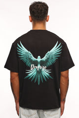 HEAVY OVERSIZE BACK WING T-SHIRT BLACK