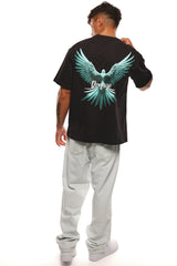 HEAVY OVERSIZE BACK WING T-SHIRT BLACK