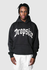 HEAVY OVERSIZE PUFFER PRINT HOODIE WASHED BLACK